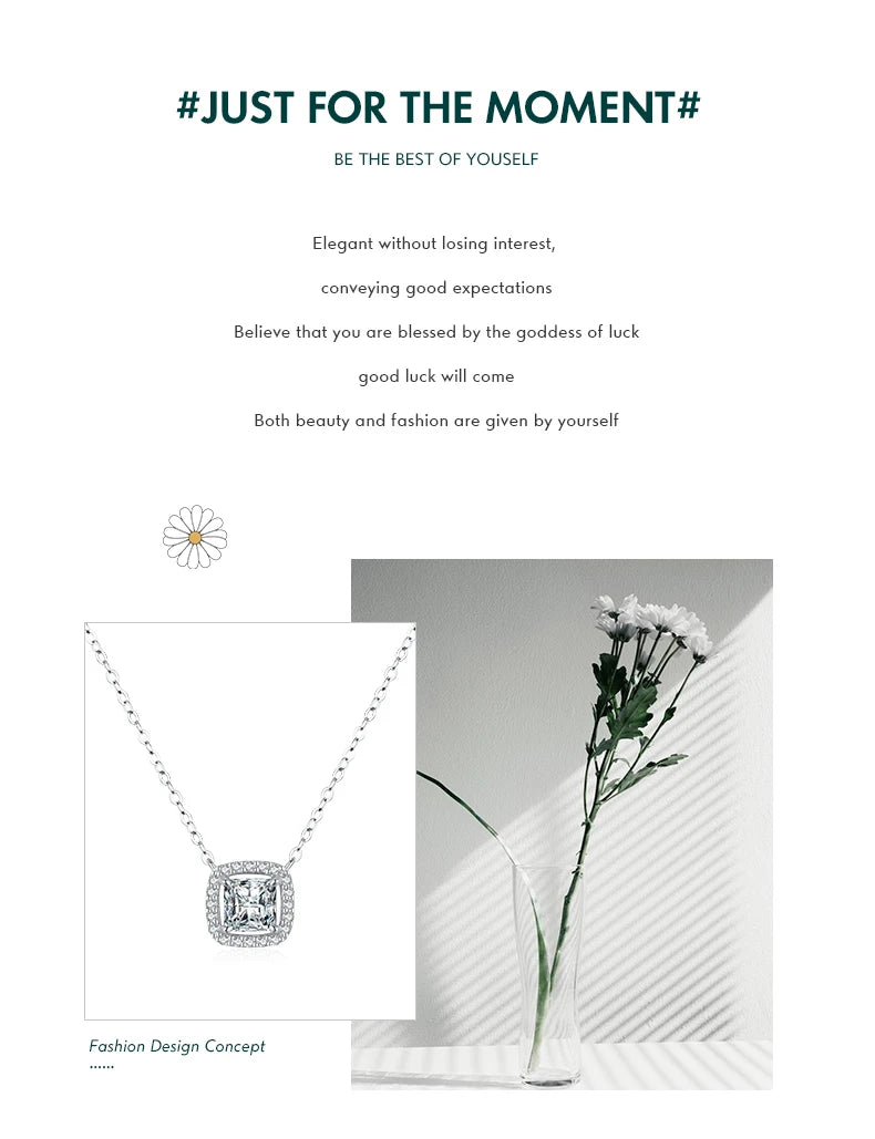 Modian Echt 925 Sterling Silber Exquisite Quadratische Glänzende Zirkonia Anhänger Klare CZ Kette Halskette für Frauen Hochzeit Edlen Schmuck