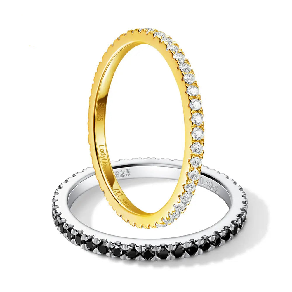 Damen Schwarzer Moissanit-Eternity-Ring