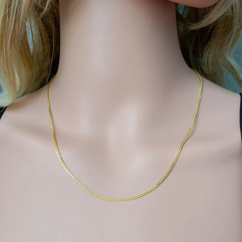 35–90 cm 1 mm 925 Sterling Silber Gold Farbe Fuchsschwanz Chopin Kette Halskette Frauen Mädchen Italien Schmuck Kolye Collane Collier Ketting