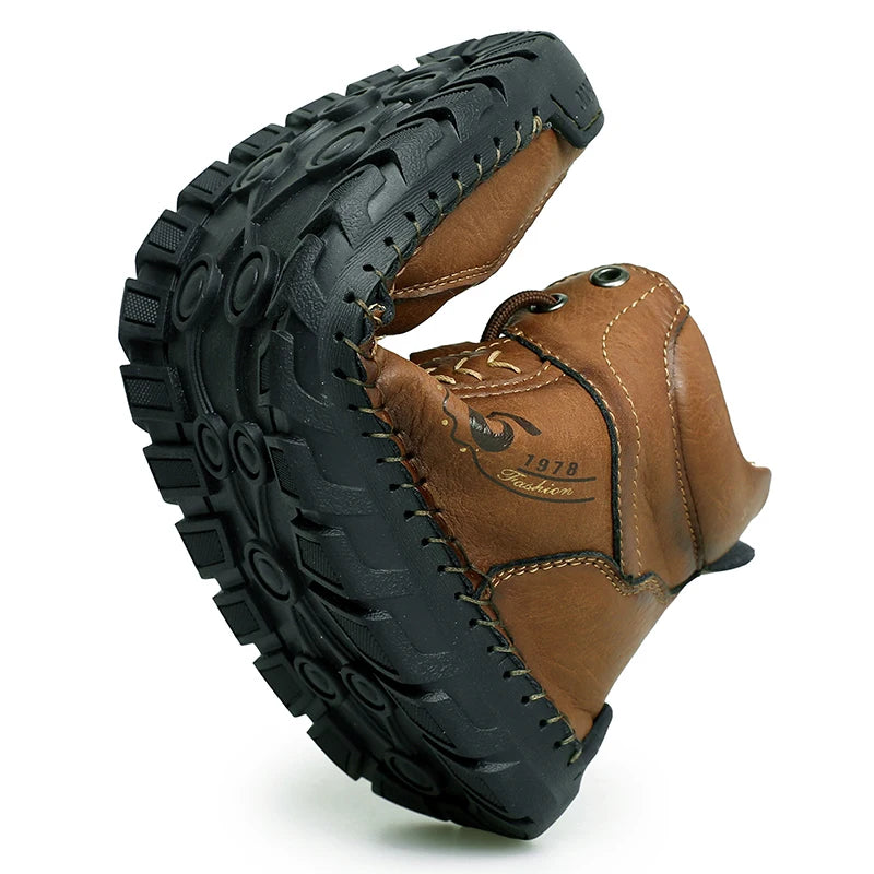 Handgemachte Herren Leder-Sneaker Boots – Atmungsaktiv, Outdoor Casual