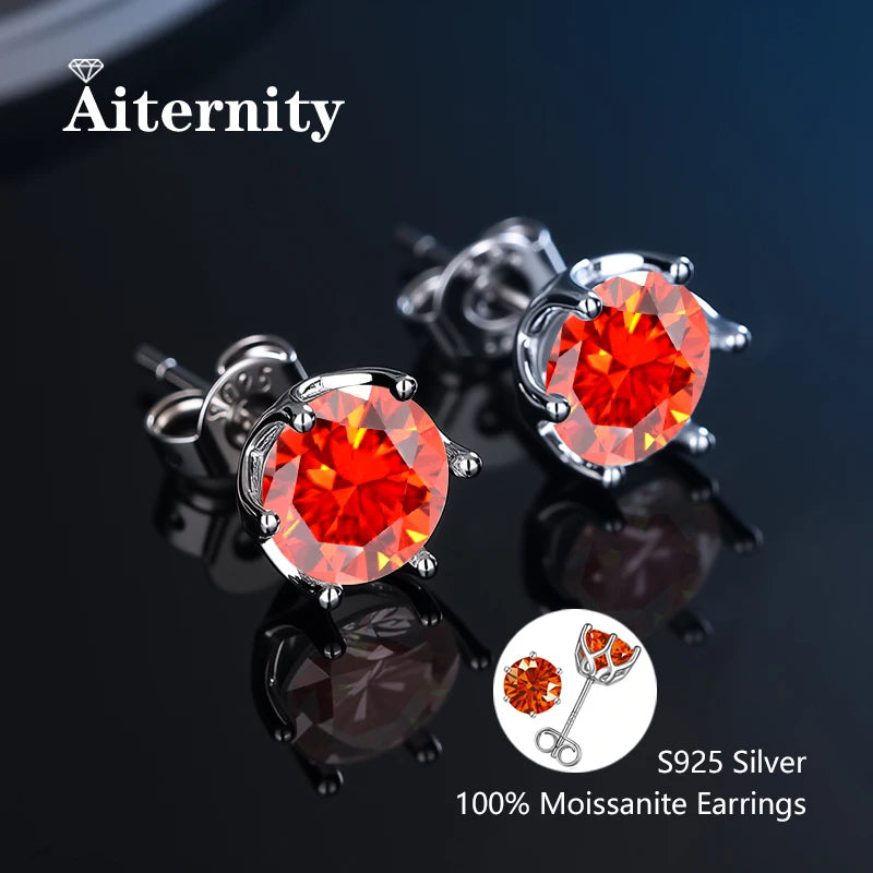 Moissanit-Ohrstecker mit 2 Zertifikaten, Diamant-Tester-Stift für Männer und Frauen, 925er Silber, 18 Karat vergoldet, Hochzeits-Edelstein