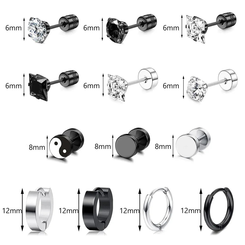 Edelstahl Punk Ohrstecker für Männer Frauen