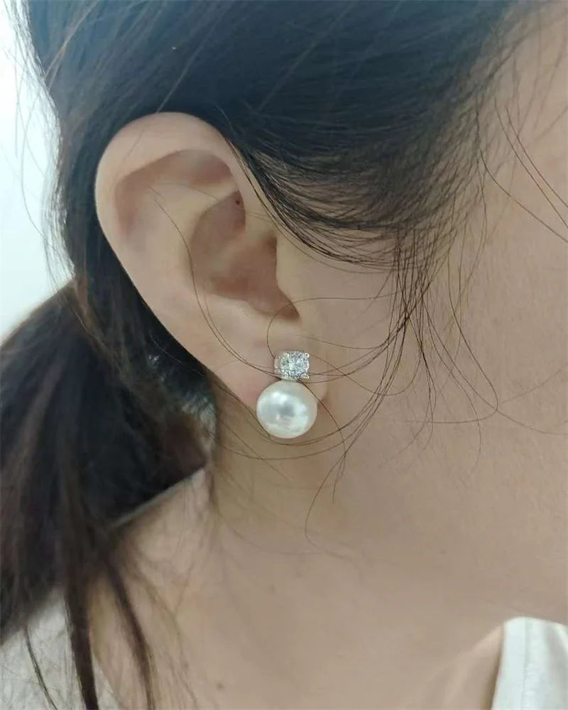 Senlissi-Neue Mode Lofty 8-12mm Süßwasser Perle Stud 18k Ohrringe für Frauen S925 Sterling Silber schmuck Freundin Geschenke