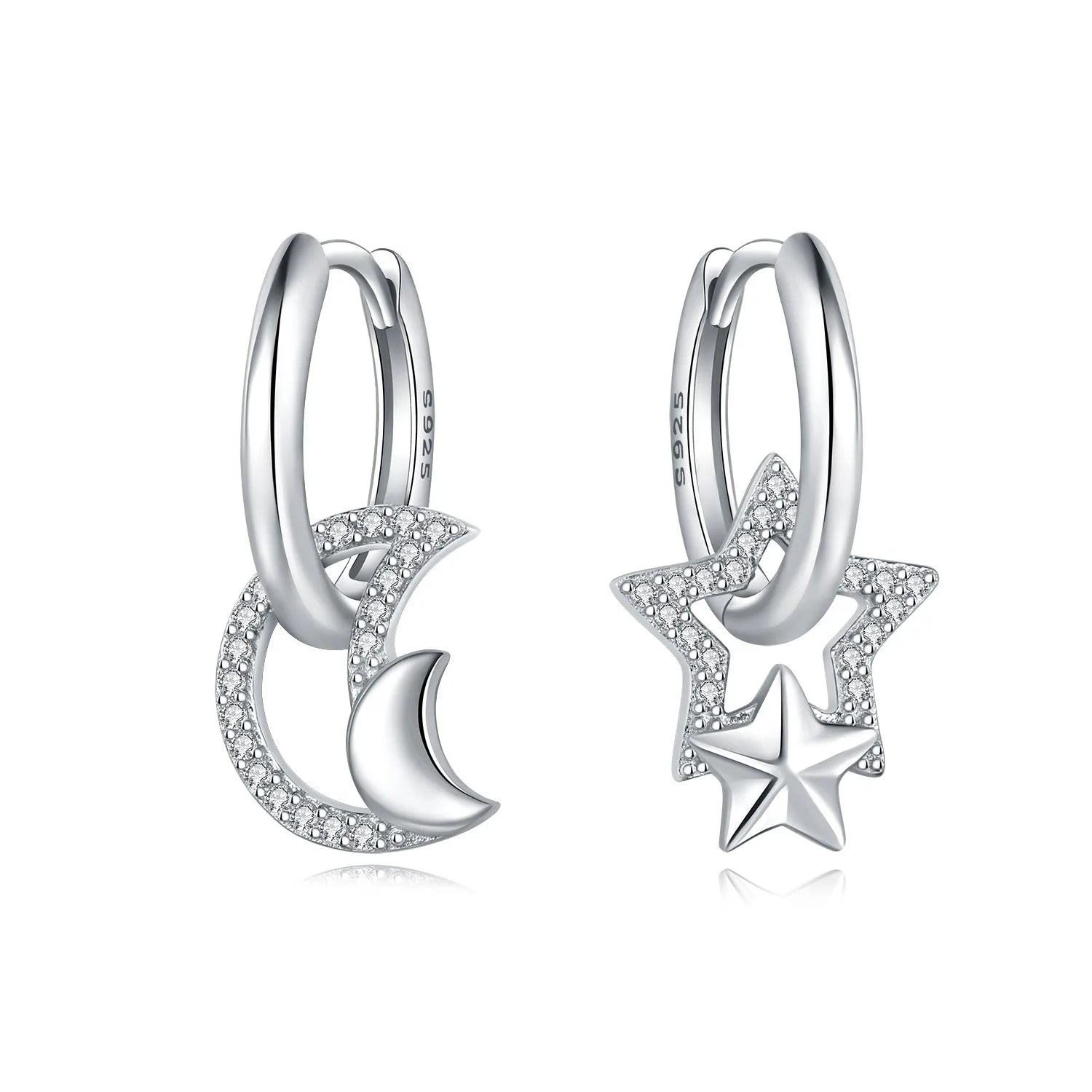 Ohrringe aus 925er-Sterlingsilber, geheimnisvoller Stern, Mond, Schmuck, vielseitige Creolen für Frauen, Schmuck, Geburtstagsfeier, feine Geschenke
