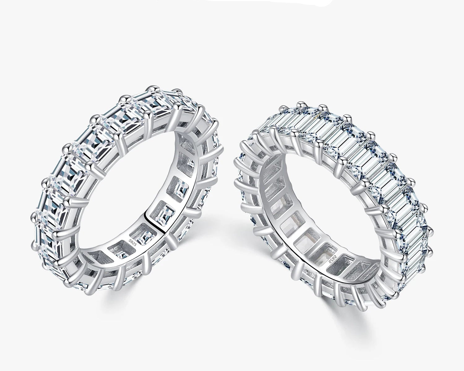 925er Sterling Silber Smaragd-Zirkon Ring Damen