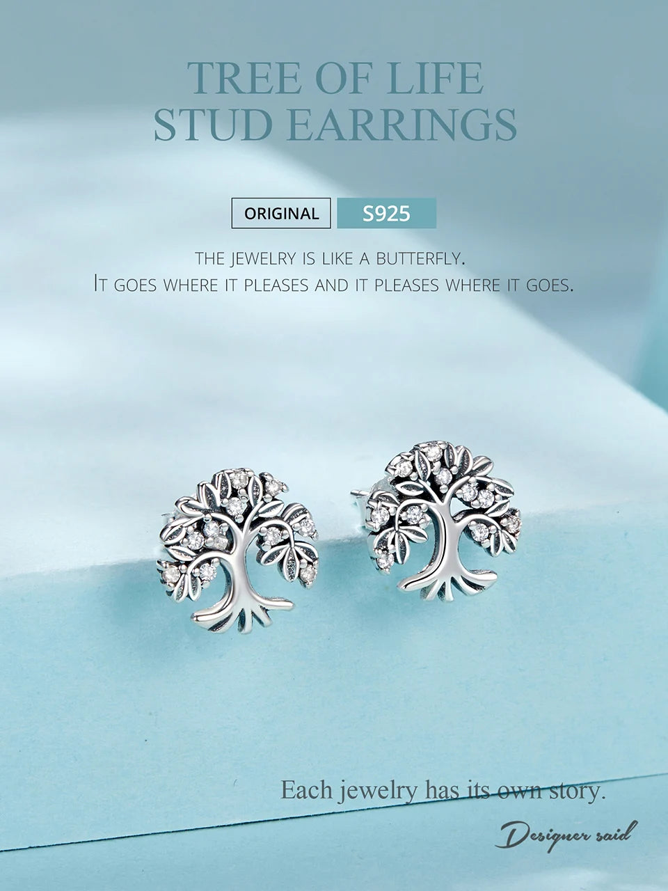 WOSTU Baum des Lebens Kettenglied-Armbänder Ohrstecker für Frauen 925 Sterling Silber AAA Zirkon Armband Familie Schmuckset Geschenk