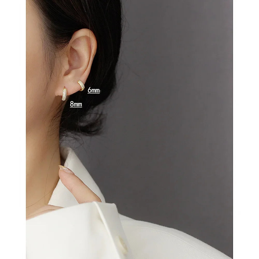 INZATT Echt 925 Sterling Silber 18 Karat Gold Voller Zirkon Runde Creolen für Frauen OL Edlen Schmuck Licht Luxus zubehör