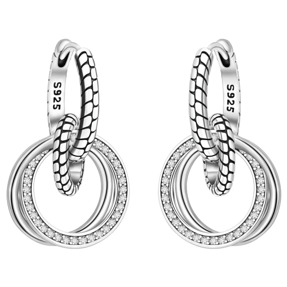 Heißer Verkauf 925 Sterling Silber Klassische Multi Ring Ohrringe Serie Tropfen Ohrringe Für Frauen Party Feines Geschenk Elegante Geburtstag Schmuck