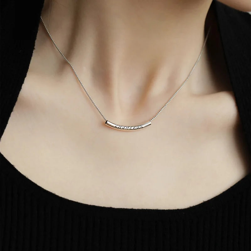 Halskette aus 925er-Sterlingsilber, schwarze Perlen, quadratisch, unregelmäßig, Punk, geometrisch, für Frauen und Mädchen, Schmuck, Geschenk, Dropshipping, Großhandel