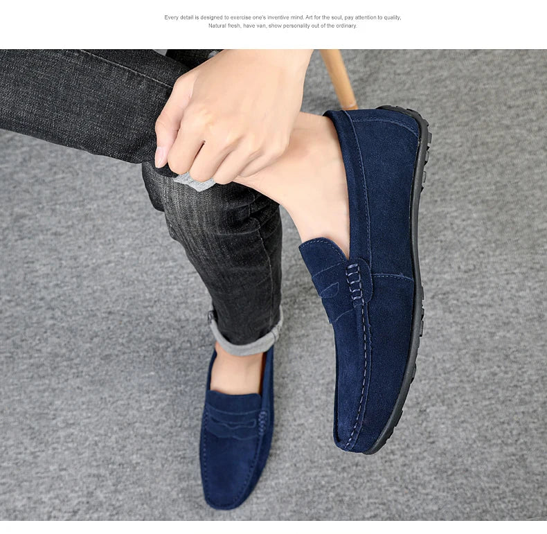 Männer Casual Schuhe Mode Männer Schuhe Handgemachte Wildleder Echtes Leder Herren Loafer Mokassins Slip Auf männer Wohnungen Männlich Fahren Schuhe
