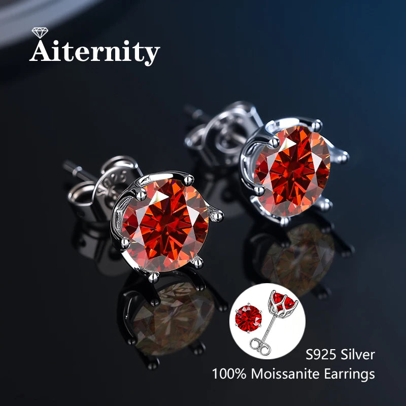 100 % echtes Sterlingsilber S925 Moissanit Ohrringe Ohrstecker mit 2 Zertifikaten D VVS1 Pass Diamant Teststift für Frauen Männer Schmuck