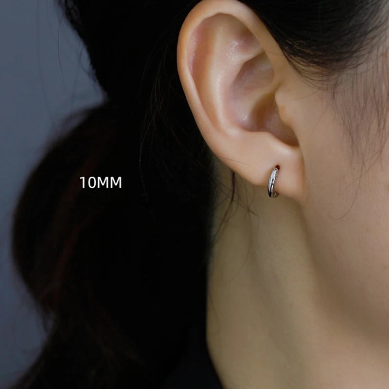 SOFTPIG Echtes 925er Sterlingsilber, 18 Karat Gold, 10/12/14/18 mm, runde Creolen für Damen, edler Schmuck, minimalistische Accessoires