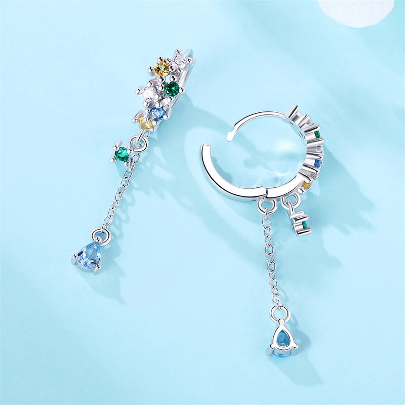 925er-Sterlingsilber, ein Paar farbige Herz-Ohrringe, passend für Original-Charms, Creolen für Frauen und Mädchen, Ohrstecker, edler Schmuck