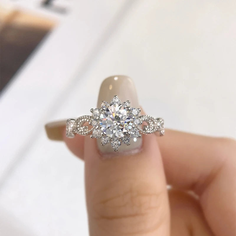 Damen Moissanit Sonnenblumen-Ring