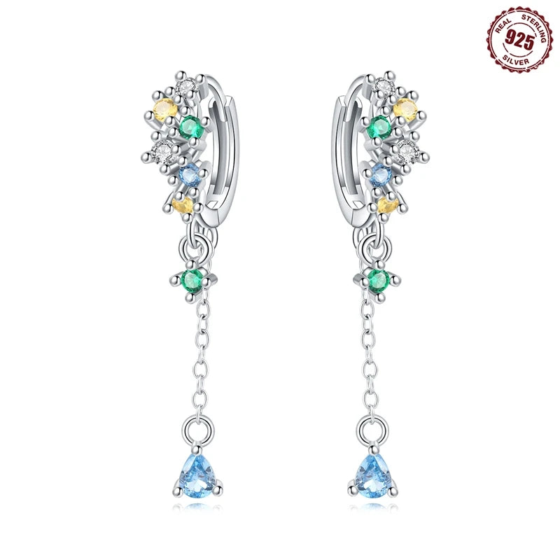 925er-Sterlingsilber, ein Paar farbige Herz-Ohrringe, passend für Original-Charms, Creolen für Frauen und Mädchen, Ohrstecker, edler Schmuck