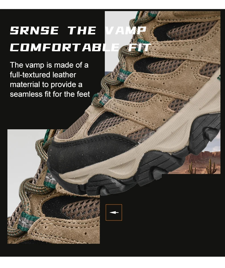 HIKEUP Turnschuhe für Männer Wanderschuhe Leder Trekking Stiefel Frauen Camping Jagd Herren Berg Taktische Stiefeletten Laufen Sneaker