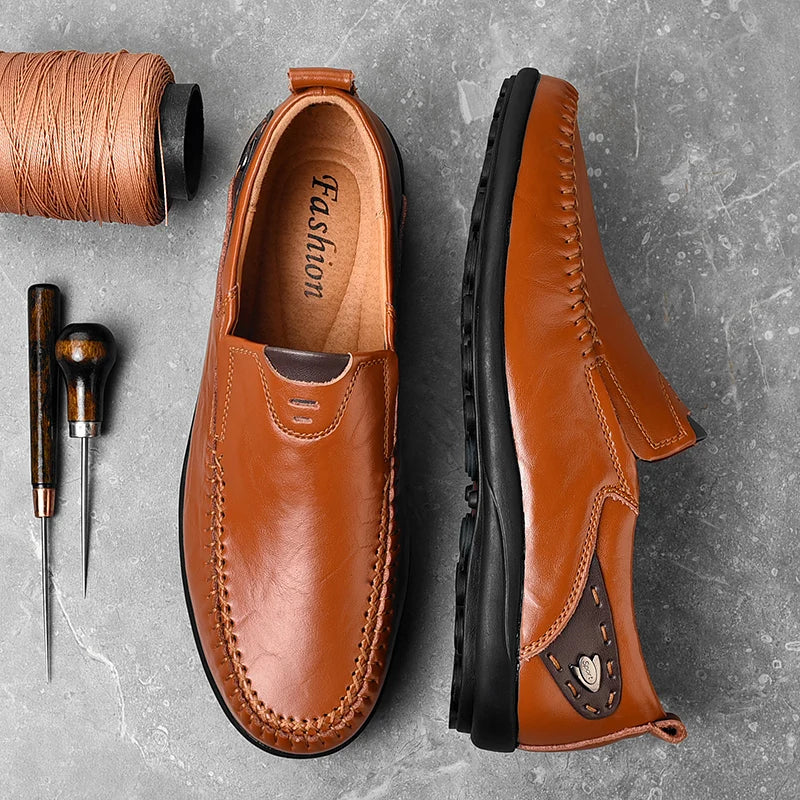 Handgefertigte Schuhe aus echtem Leder, Freizeitschuhe für Herren, flache Plateau-Wanderschuhe, Outdoor-Schuhe, Slipper, atmungsaktive Turnschuhe