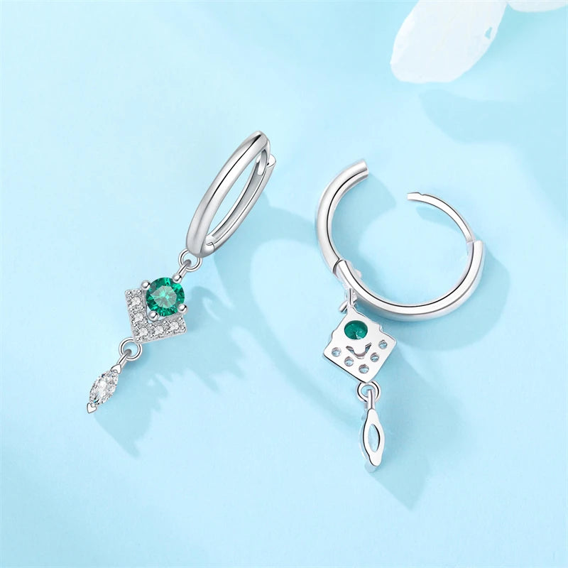 925er-Sterlingsilber, ein Paar farbige Herz-Ohrringe, passend für Original-Charms, Creolen für Frauen und Mädchen, Ohrstecker, edler Schmuck