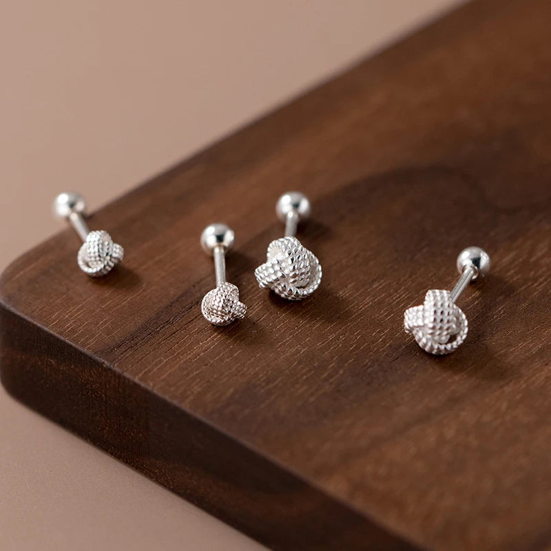 INZATT Ohrstecker aus echtem 925er-Sterlingsilber, 4/6 mm, Wolle, Kugelumlaufspindel, Perlen, für Damen, Party, klassisch, minimalistisch, edler Schmuck