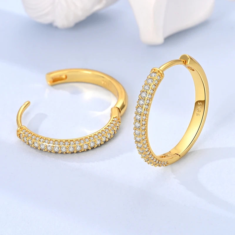 Neue Creolen aus 925er-Sterlingsilber, Gold, Gold, funkelnde Sonne, Mond, Stern, Ohrringe, Ohrstecker, Tropfen für Frauen, Mädchen, Party, edler Schmuck, Geschenk