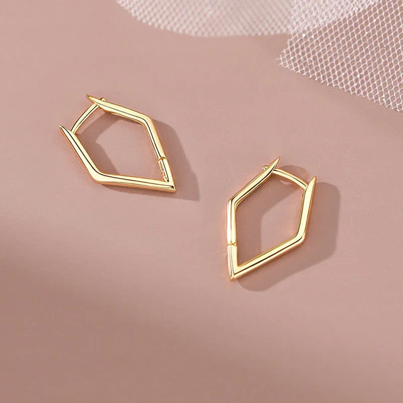 INZATT Echt 925 Sterling Silber 18 k Gold Geometrische Creolen Für Frauen Party Klassische Feine Schmuck Minimalistischen Zubehör