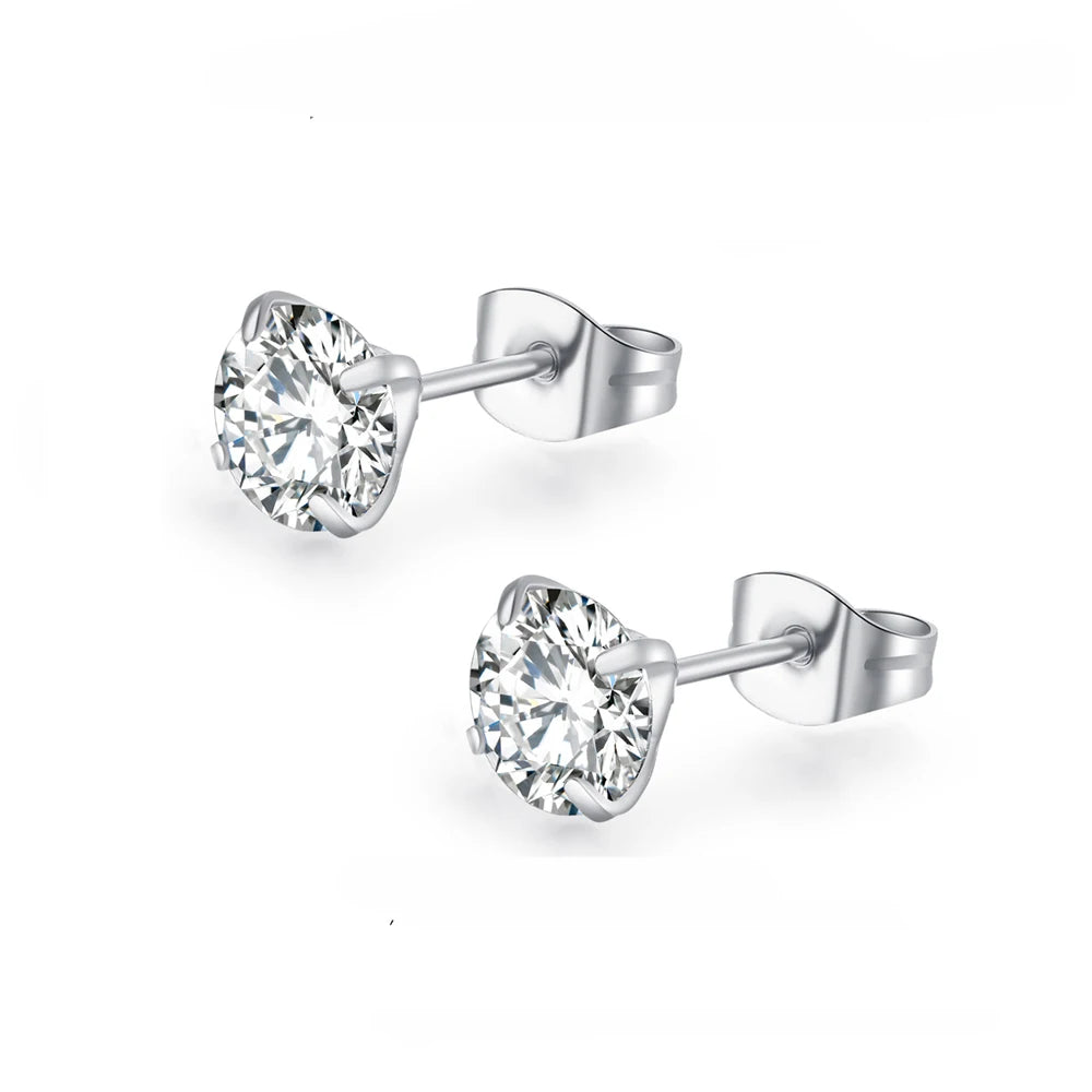 Edelstahl Zirkonia Ohrstecker für männer und Frauen