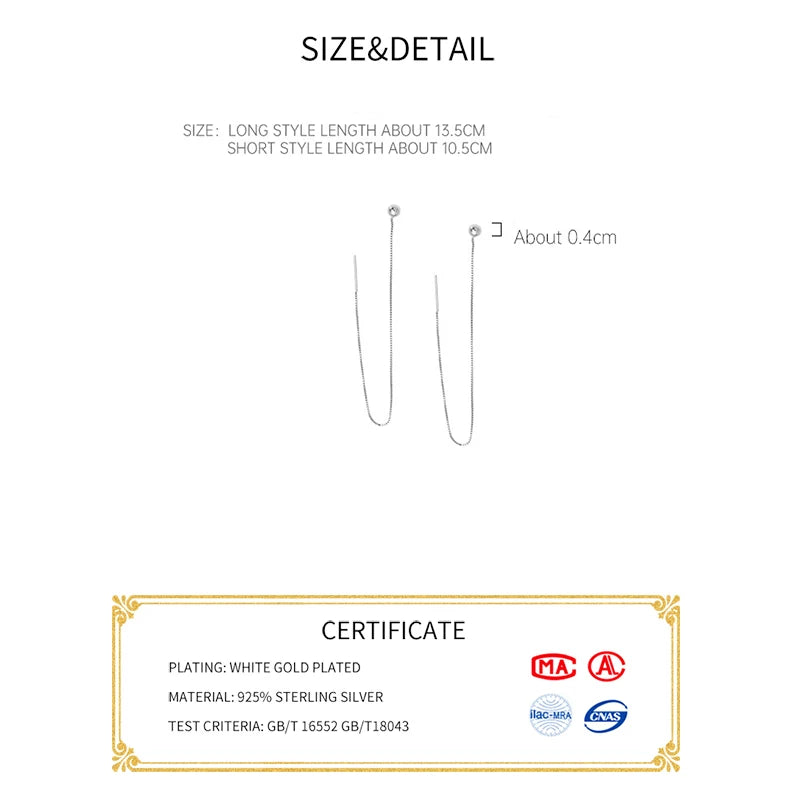 INZATT Echt 925 Sterling Silber Perle Quadrat Lange Kette Quaste Drop Ohrringe Für Frauen Klassischen Feinen Schmuck Geometrische Zubehör