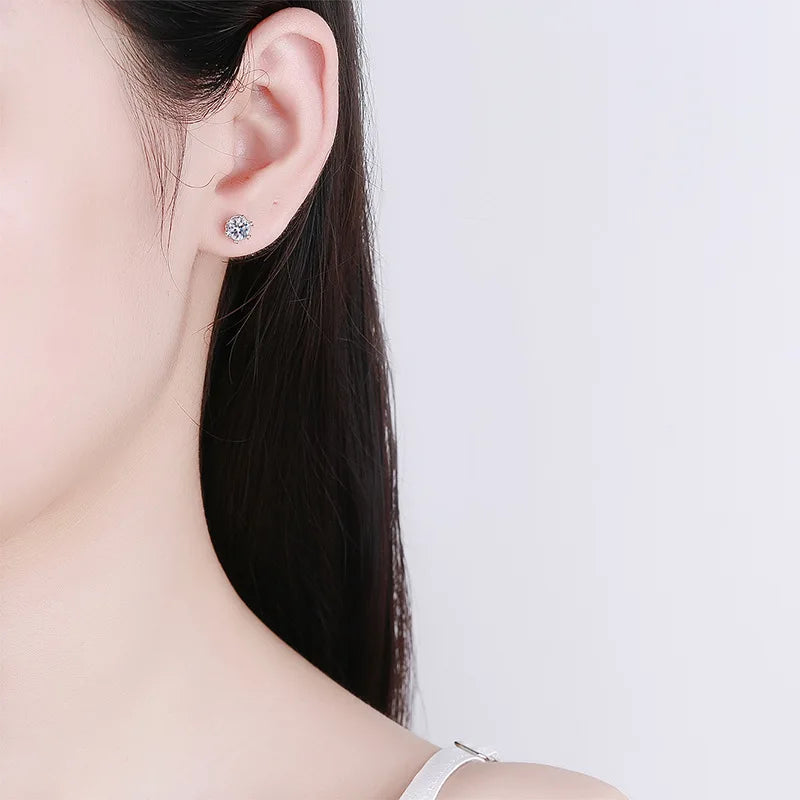 18K vergoldete Ohrringe S925 Sterling Silber D Farbe VVS1 Zirkon Ohrstecker für Frauen wie glänzend wie Diamant-Hochzeitsschmuck