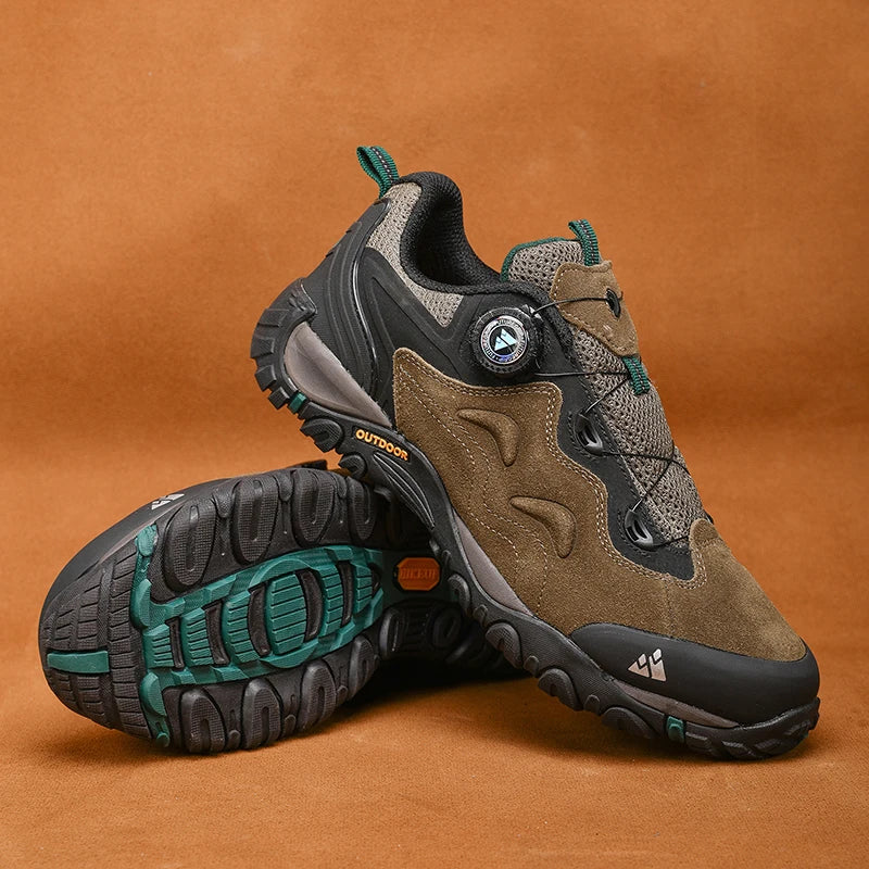 HIKEUP-Lederschuhe für Herren, Outdoor-Wanderschuhe, Touristentreckingsneaker, Bergsteigen, Trail-Joggingschuhe, Spannschloss