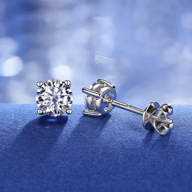 ALITREE 1 Karat D Farbe Moissanit Ohrringe 925 Sterling Silber vergoldet Diamant Ohrstecker mit GRA-Zertifikat für Damenschmuck