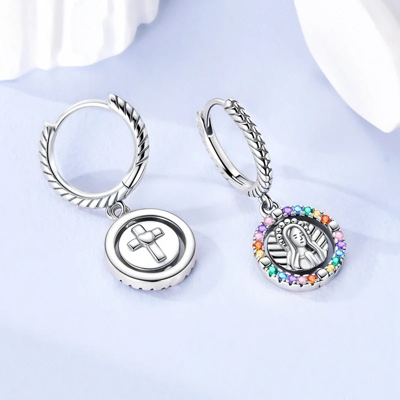 Creolen Neue Original 925 Sterling Silber Süße Herz Bogen Runde Zirkon Ohrstecker Für Frauen Mädchen Edlen Schmuck