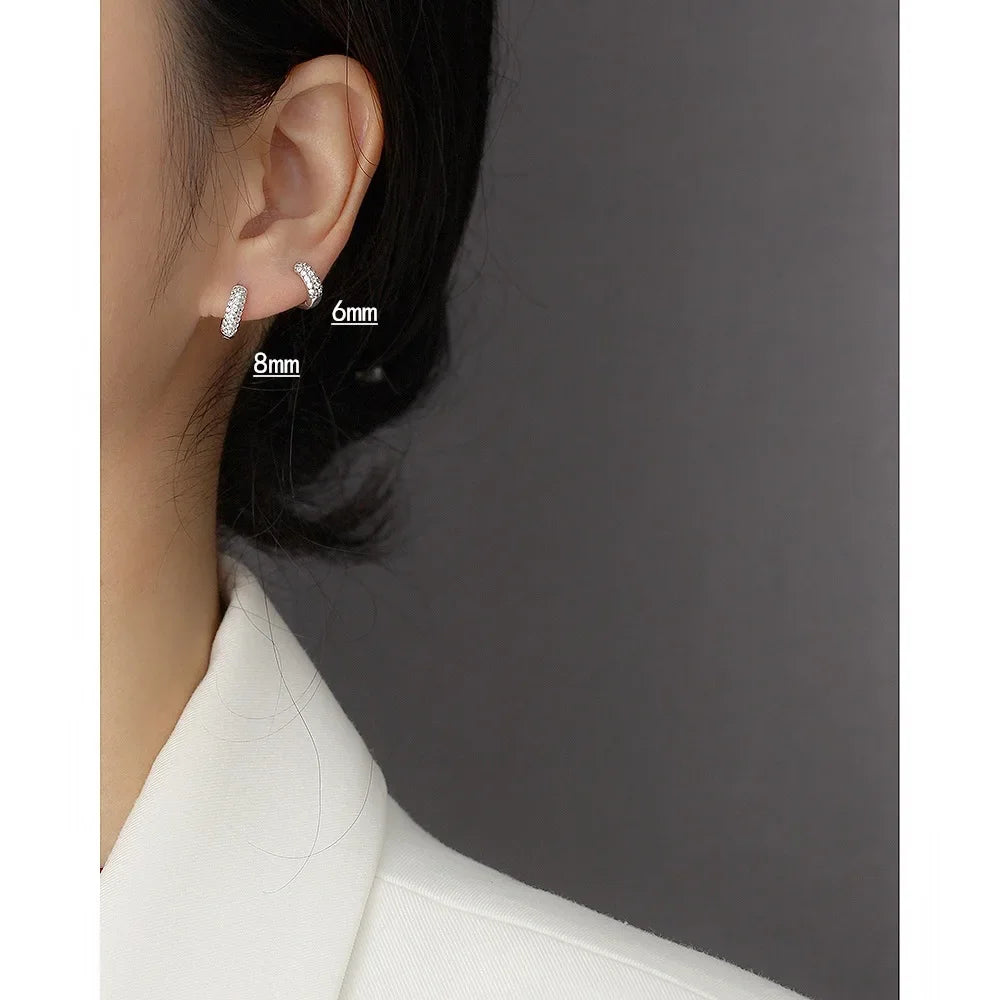 INZATT Echt 925 Sterling Silber 18 Karat Gold Voller Zirkon Runde Creolen für Frauen OL Edlen Schmuck Licht Luxus zubehör