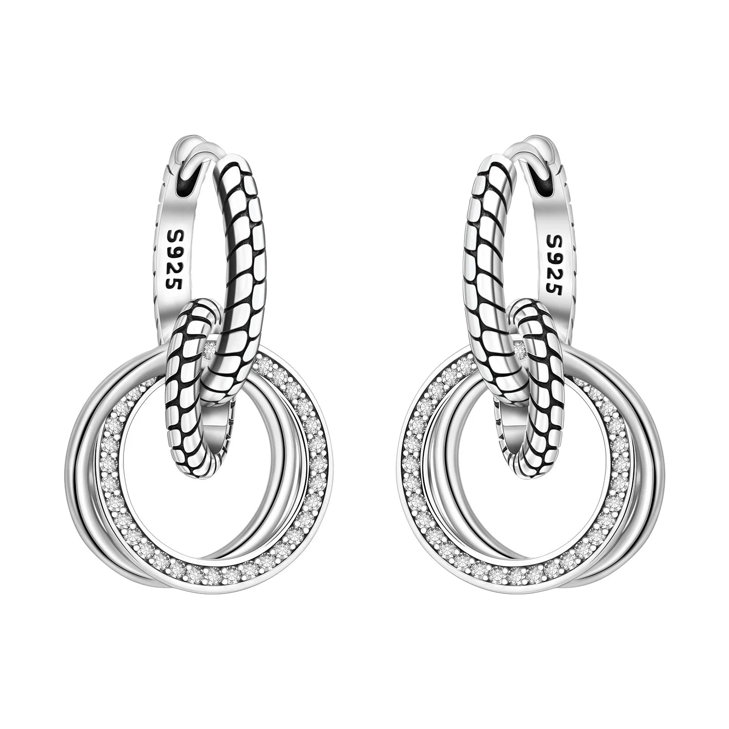 Heißer Verkauf 925 Sterling Silber Klassische Multi Ring Ohrringe Serie Tropfen Ohrringe Für Frauen Party Feines Geschenk Elegante Geburtstag Schmuck