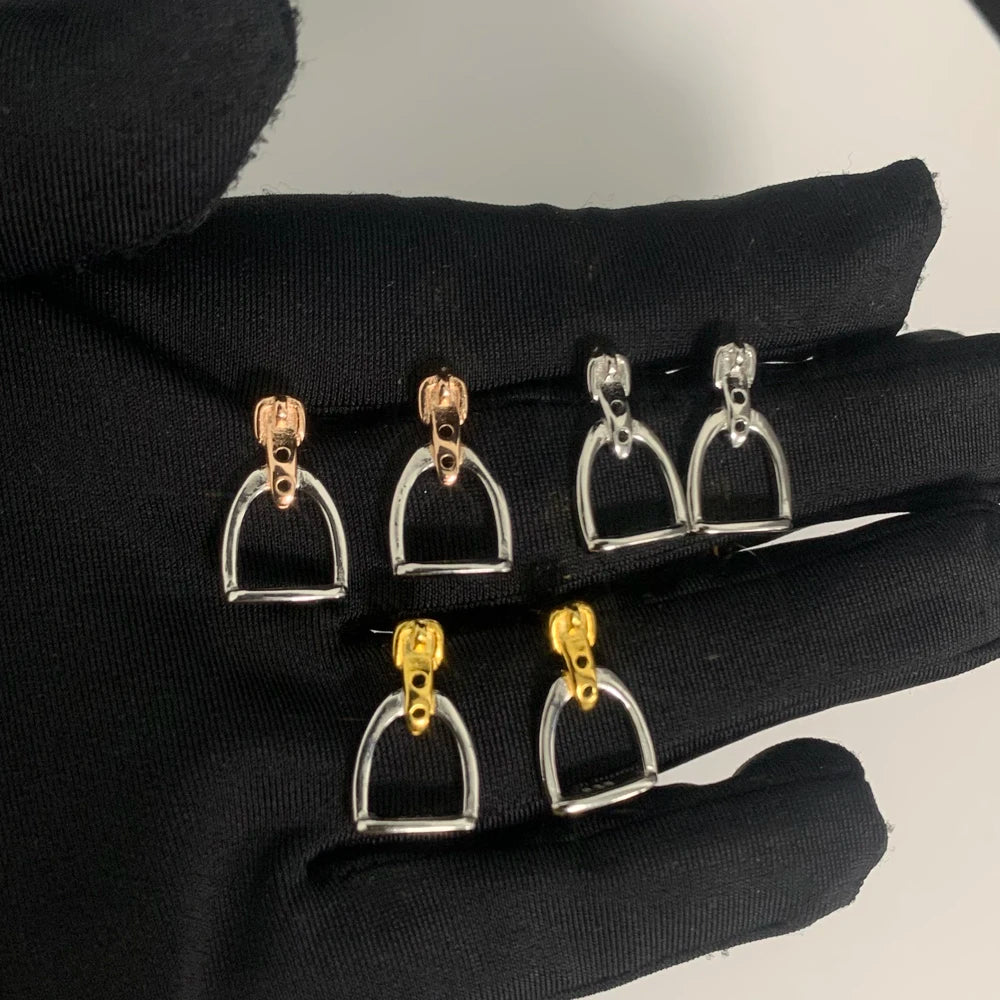 100% Sterling Silber geometrische Steigbügel Tropfen Ohrringe für Frauen Roségold/Gold/Silber Farbe einfaches Design niedlichen feinen Schmuck