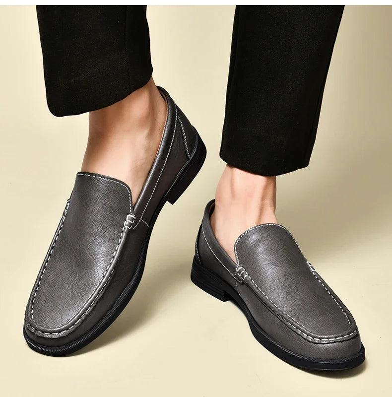 Echt leder Slip on Slipper Männer formelle Kleid Schuhe Büro fahren Hochzeits feier Mocasines Hombre große Größe Freizeit schuhe