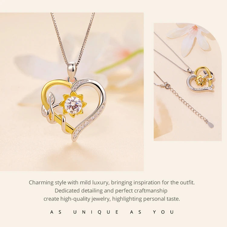 Bamoer U D Farbe VVS1 EX 1,0 CT Moissanite Halskette Herz Anhänger Goldene Blume Box Kette S925 Original Design Valentine geschenk