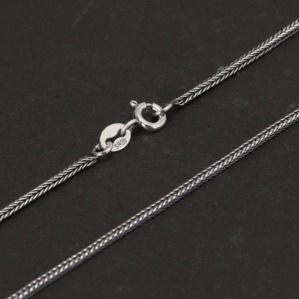 1,2 mm echte 925er Sterlingsilber-Halskette für Herren und Damen, Vintage-Fuchsschwanz, Vintage-Stil, massives Thai-Silber, italienischer feiner Schmuck