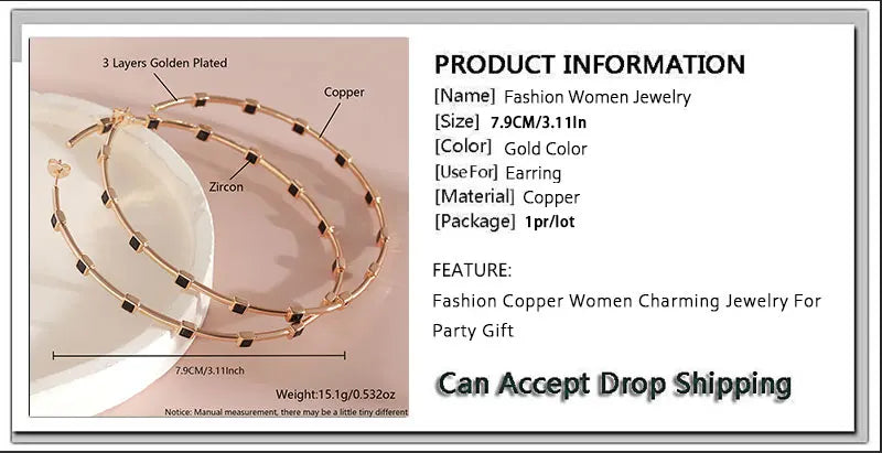 MHS.SUN Mode Vergoldet Große AAA CZ Hoop Ohrringe Für Frauen Übertreiben Große Ohrringe Intarsien Zirkon Hip Hop Ohr Schmuck Geschenk