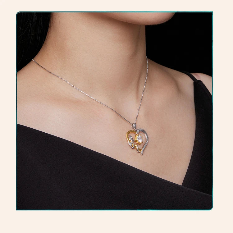 Bamoer U D Farbe VVS1 EX 1,0 CT Moissanite Halskette Herz Anhänger Goldene Blume Box Kette S925 Original Design Valentine geschenk