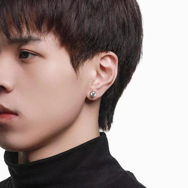 Piercingfreie magnetische Ohrstecker mit sechs Krallen, 1 Karat Moissanit-Ohrringe für Damen und Herren, Original-Schmuck aus 925er Sterlingsilber