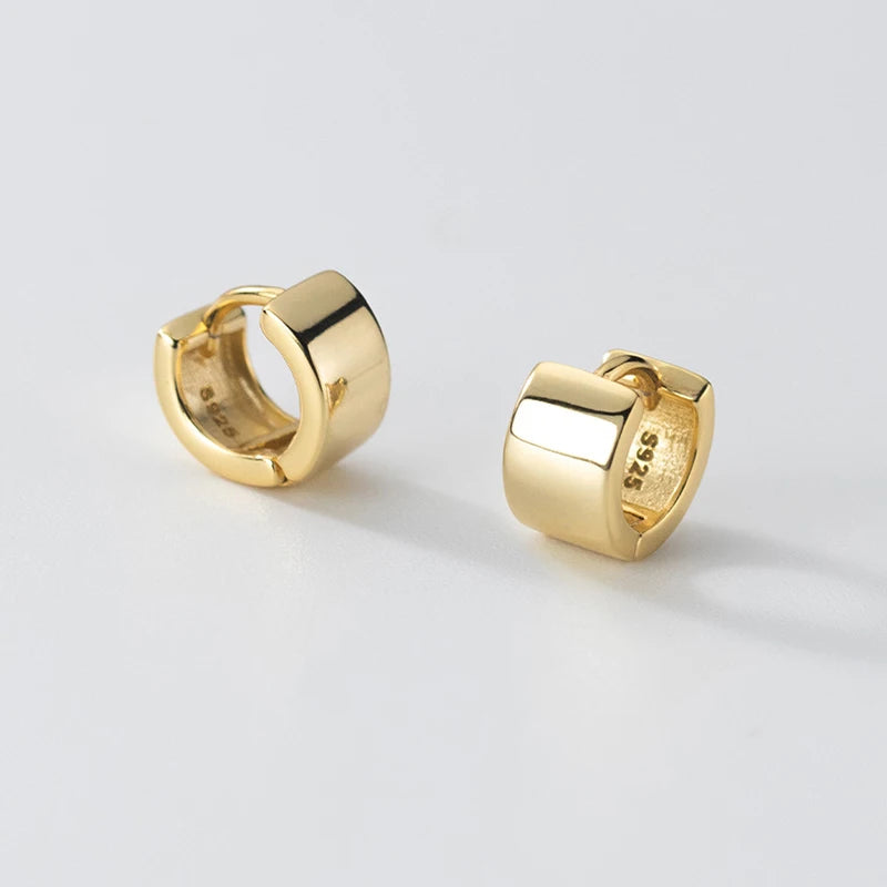 INZATT Creolen aus echtem 925er-Sterlingsilber, 5 mm breite Oberfläche, für Damen, klassischer feiner Schmuck, minimalistische Accessoires