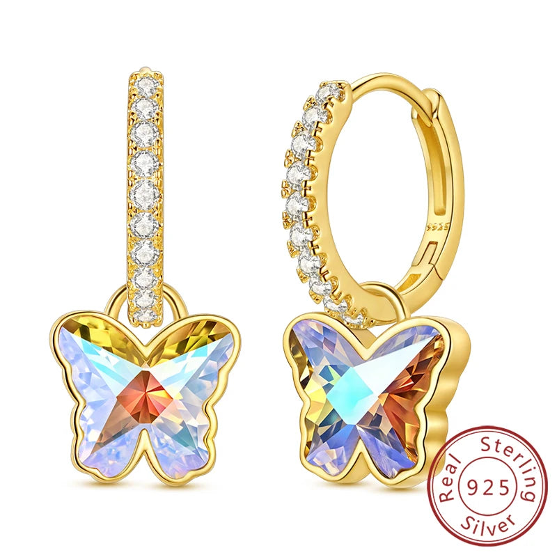 Neue Creolen aus 925er-Sterlingsilber, Gold, Gold, funkelnde Sonne, Mond, Stern, Ohrringe, Ohrstecker, Tropfen für Frauen, Mädchen, Party, edler Schmuck, Geschenk