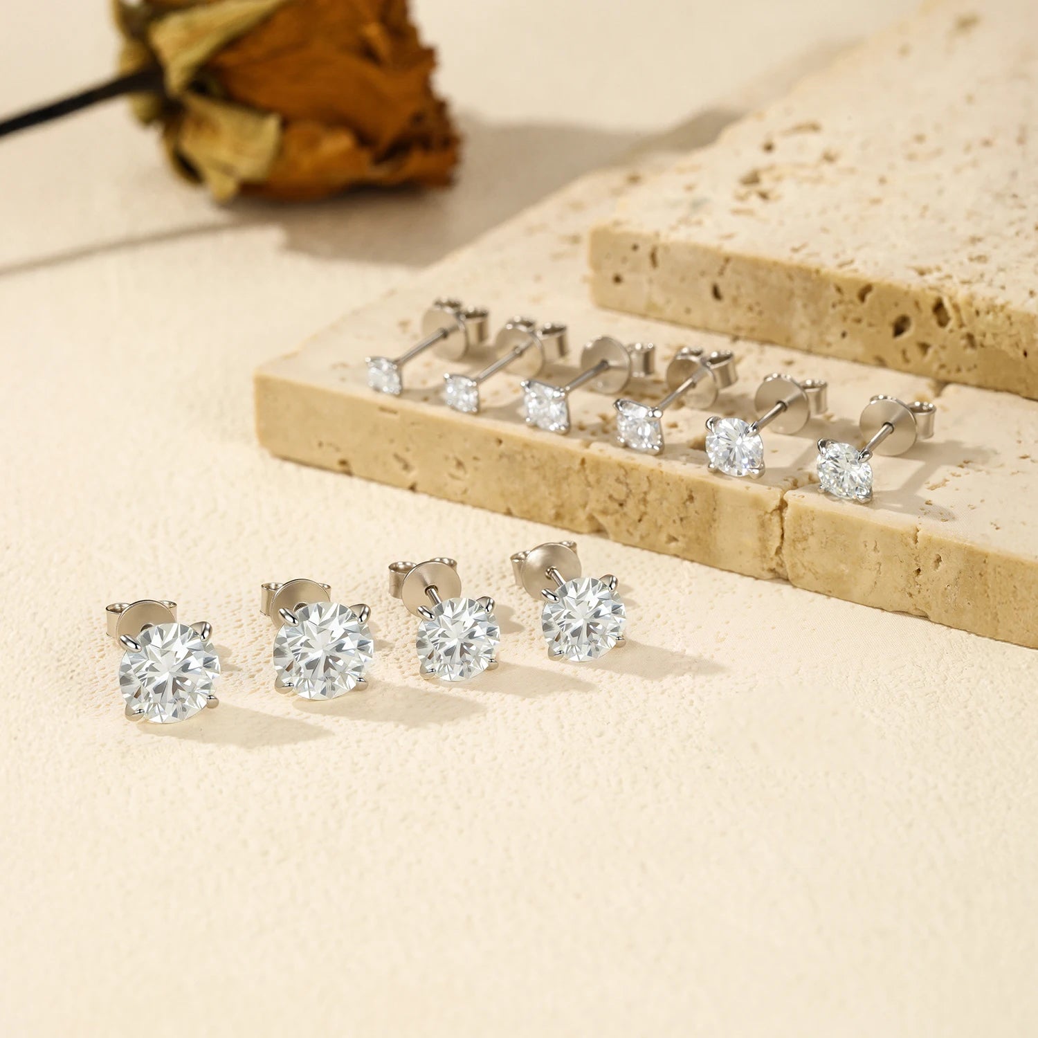 MODIAN 5 Größen D Farbe Moissanit Ohrringe 925 Sterling Silber Funkelnde Luxus Ohrstecker Für Frauen Hochzeit Edlen Schmuck