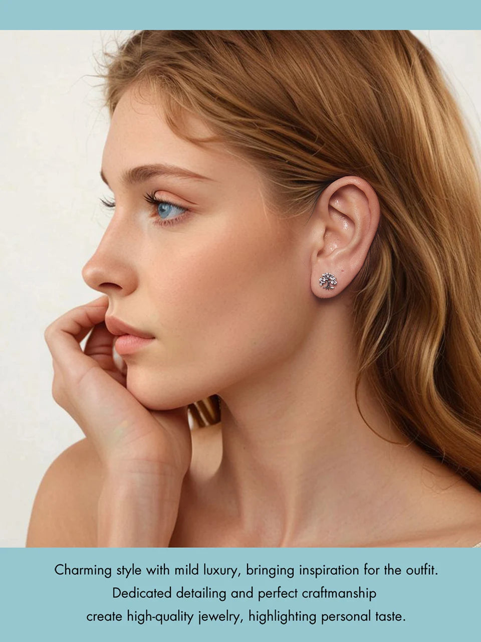 WOSTU Baum des Lebens Kettenglied-Armbänder Ohrstecker für Frauen 925 Sterling Silber AAA Zirkon Armband Familie Schmuckset Geschenk