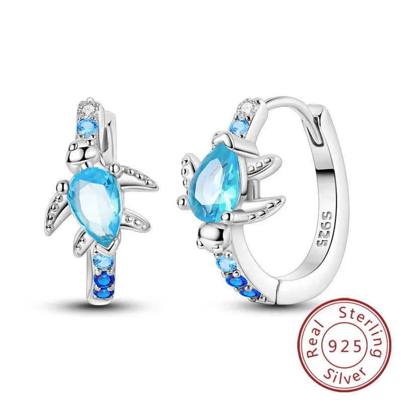 Damen-Ohrringe, 925er-Sterlingsilber, Creolen, Herz, Zirkon, Stern-Tropfenohrringe für Damen, Mode, Party, Geburtstag, Schmuck, Geschenke