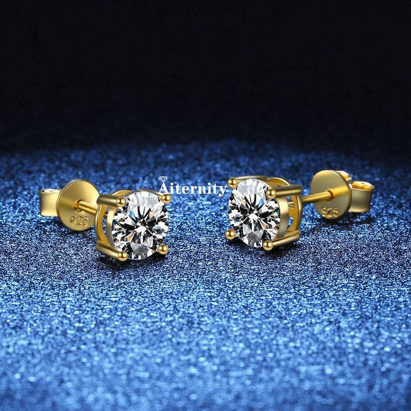 18K vergoldete Ohrringe S925 Sterling Silber D Farbe VVS1 Zirkon Ohrstecker für Frauen wie glänzend wie Diamant-Hochzeitsschmuck