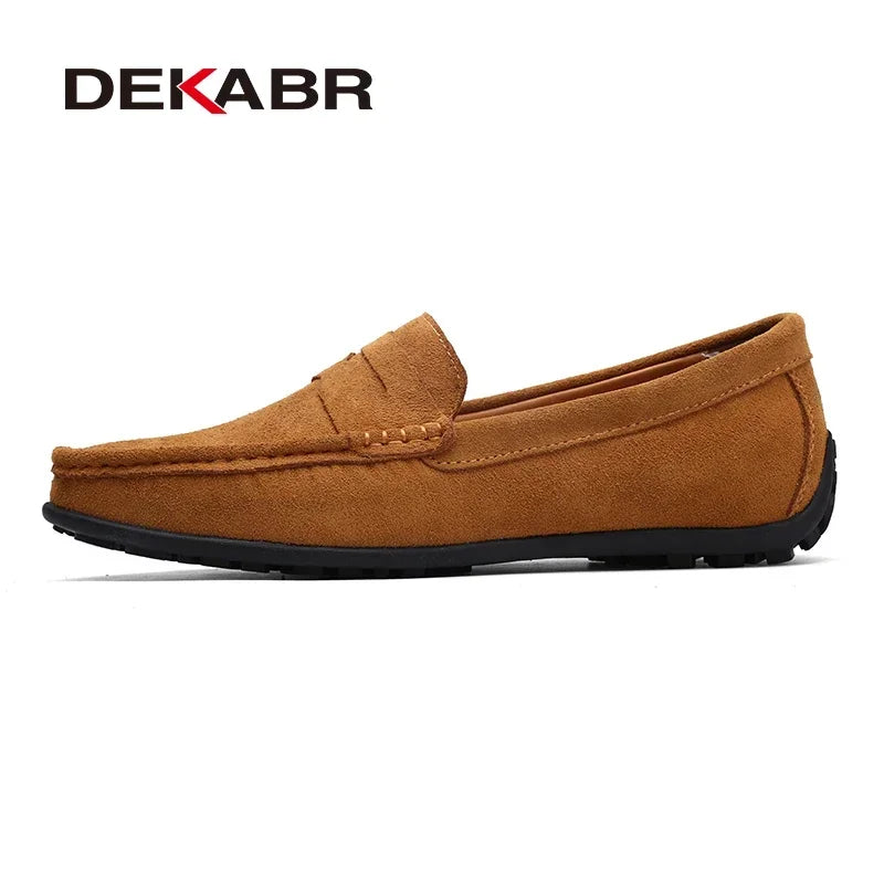 DEKABR Marke Mode Sommer Stil Weiche Slipper Aus Echtem Leder Hohe Qualität Flache Beiläufige Schuhe Atmungsaktive Männer Wohnungen Fahren Schuhe