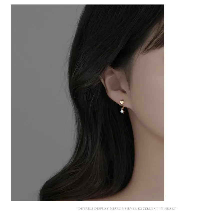 INZATT Echt 925 Sterling Silber Zirkon Anhänger Herz 18 Karat Gold Huggies Creolen Für Frauen Klassische Edlen Schmuck Zubehör