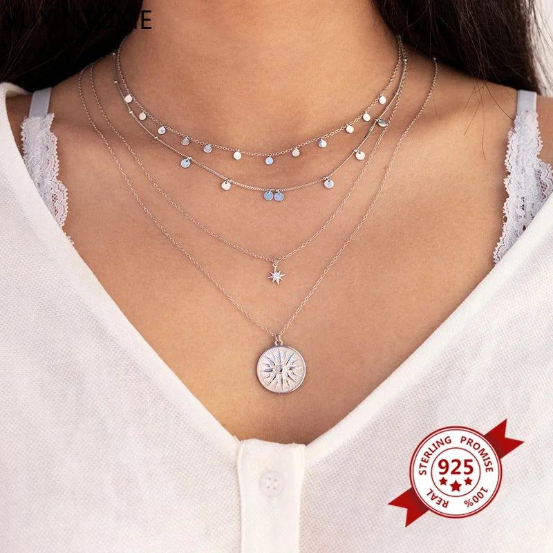 925 Sterling Silber Kette Sonne Anhänger Halskette