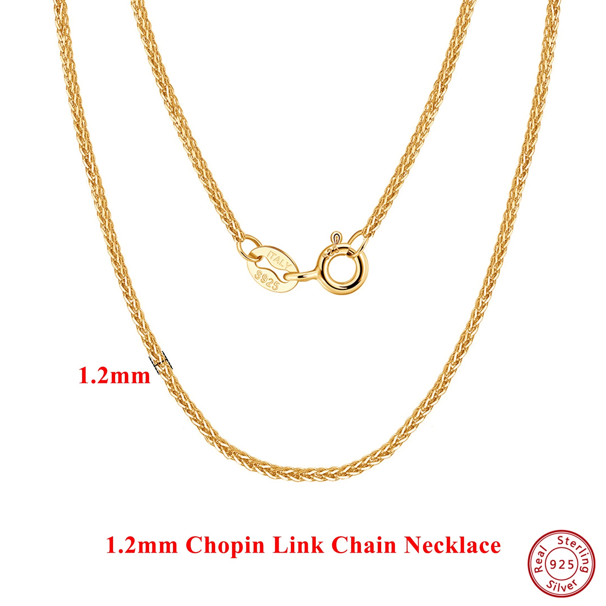 Effie Queen 100 % 925 Sterling Silber italienische 1,2 mm Chopin-Kette für Damen, modisch, 40–60 cm, Basic-Halskette, Schmuck SC53